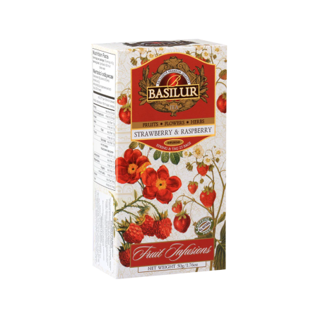 Basilur Fruit Infusions – Strawberry & Raspberry – 25 × 1.8 g